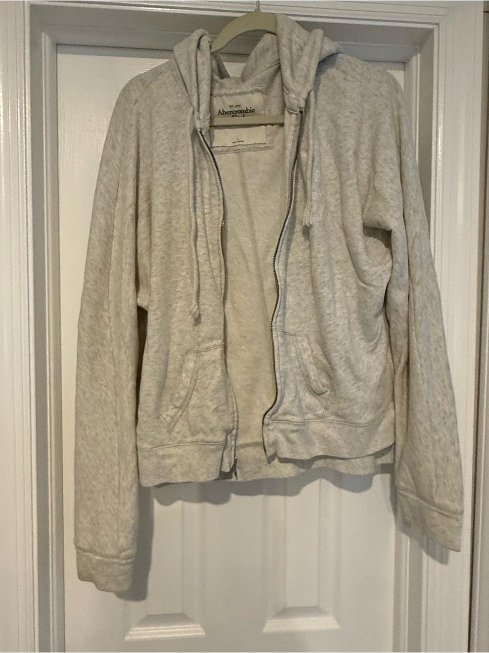 Abercrombie & Fitch Cream Terry Zip-Up Hoodie size Large